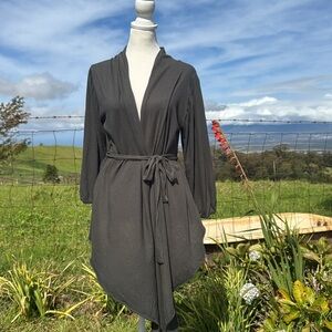 Velvet By Graham Spencer Dark Green Cardigan Wrap Balloon Sleeve Large